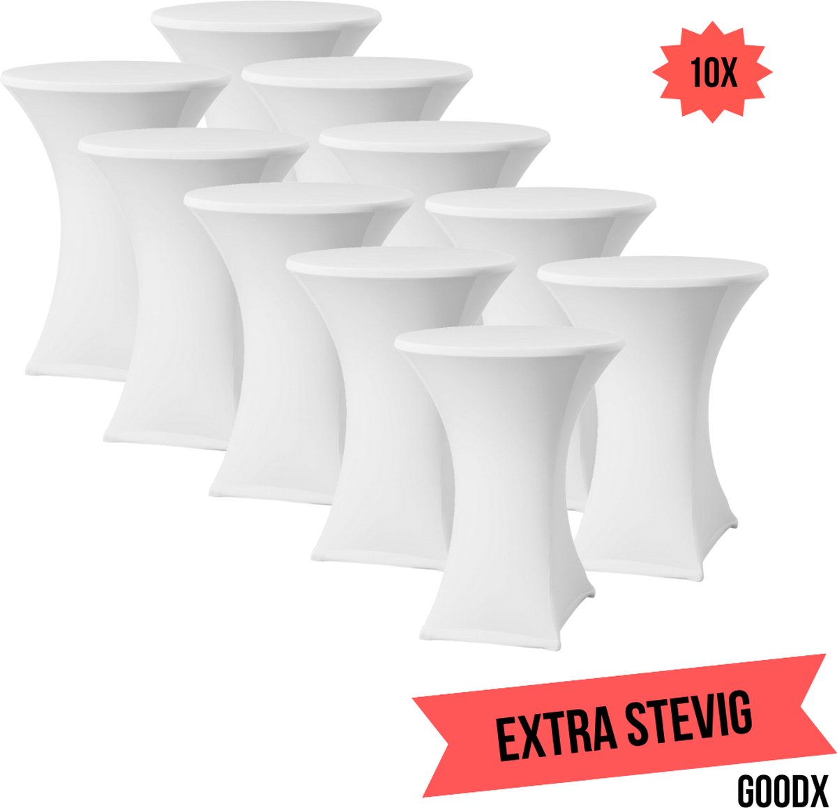   Statafelrok Wit 10x – ∅80-85 x 110 cm – Stretch 10 stuks –   voor Statafel - Geschikt voor feesten en partijen | Sta Tafel Hoes | Staantafelhoes | Cocktailparty